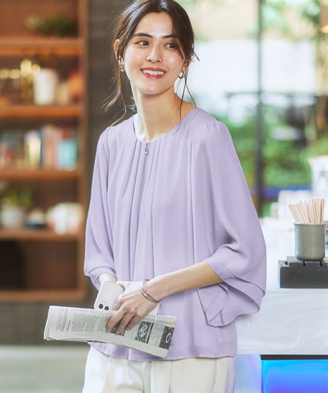 ニッセン（nissen） ブラウス レディース 7分袖 ジョーゼット フレア