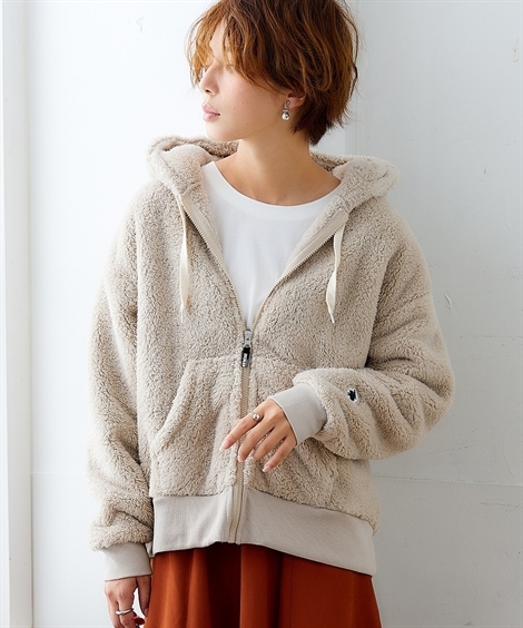 ニッセン（nissen） パーカー レディース moz モズ ボア ジップアップ