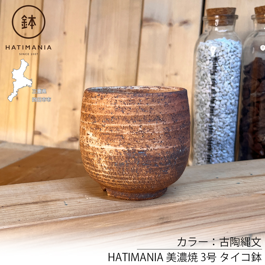 HATIMANIA 鉢マニア タイコ鉢 3号 日本製 盆栽鉢 水が抜けやすい 陶器