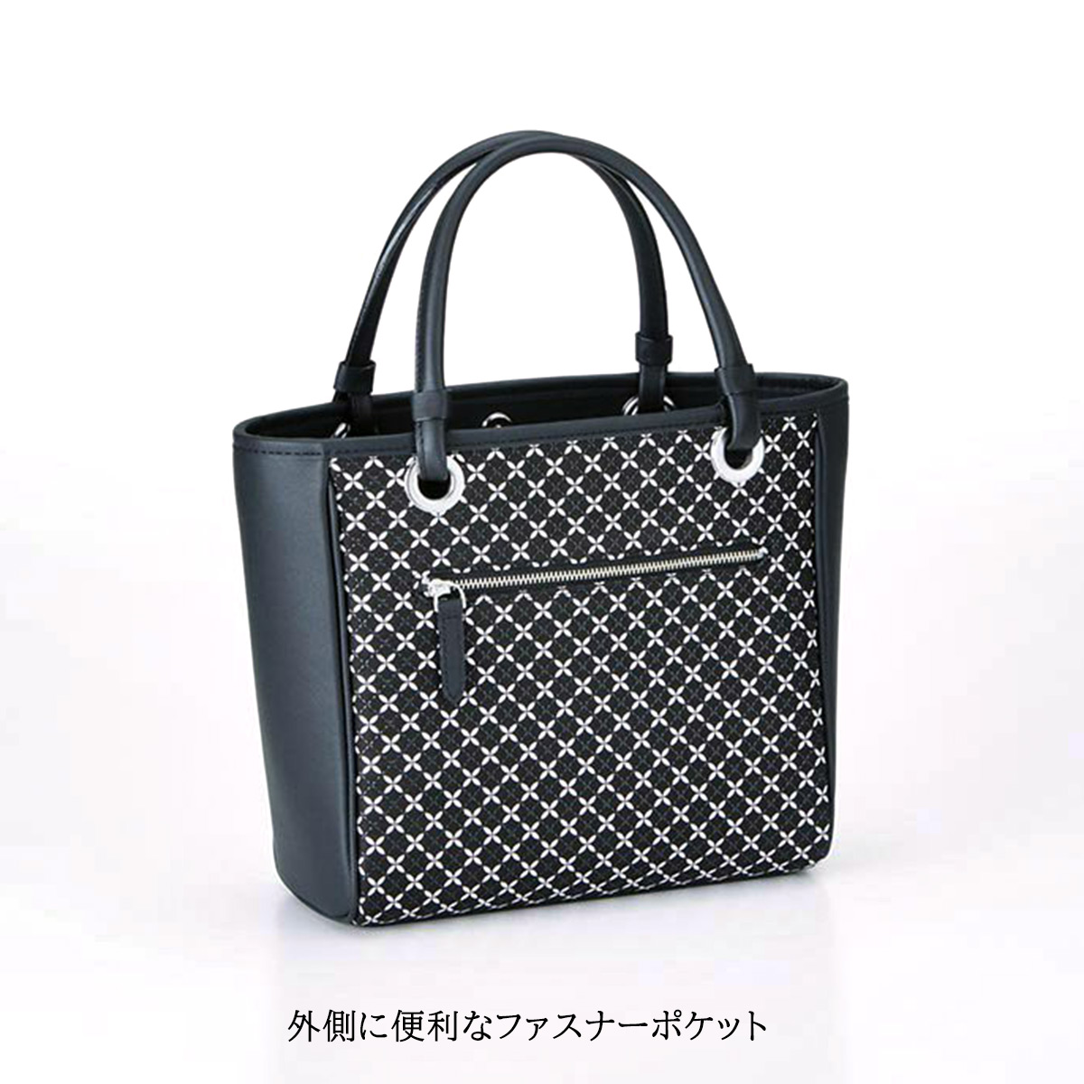 印傳屋（INDEN-YA） 印伝 手提げ バッグ そよか 七宝 黒 ブラック 伝統