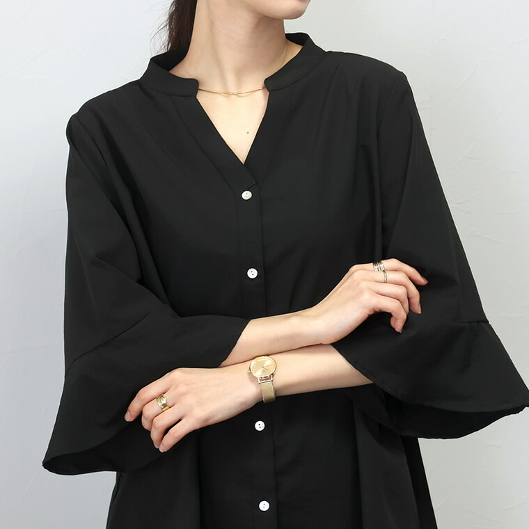 Aletta vita ブラウス Vネック スキッパー Aライン フレア袖