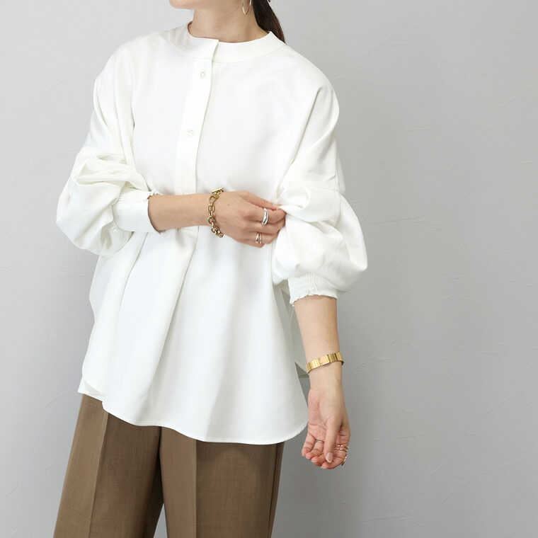 Aletta vita 爆買 ブラウス 後ボタン 2way スタンドネック ボリューム