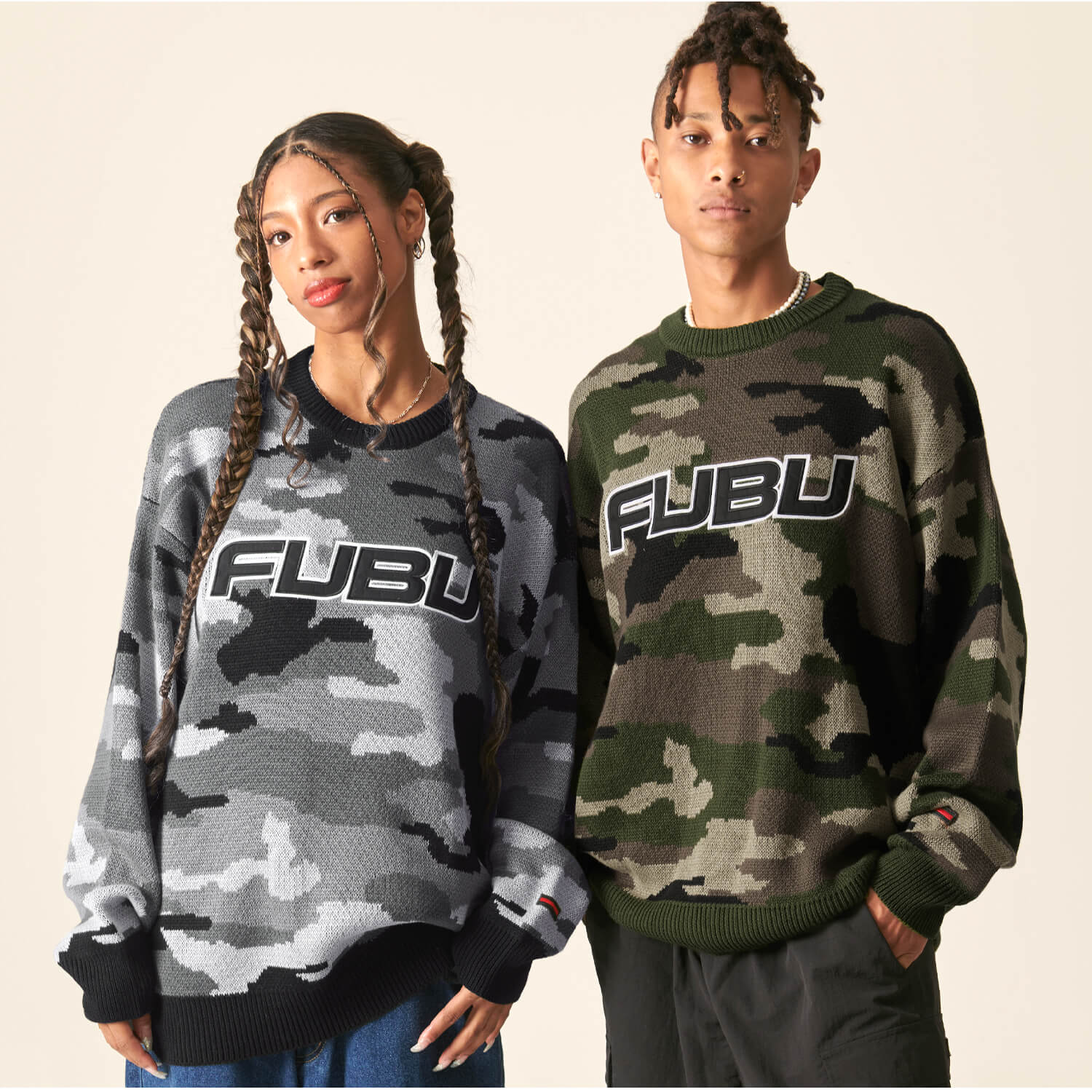 FUBU（フブ） セーター メンズ 長袖 秋 冬 ニット アクリル 綿混