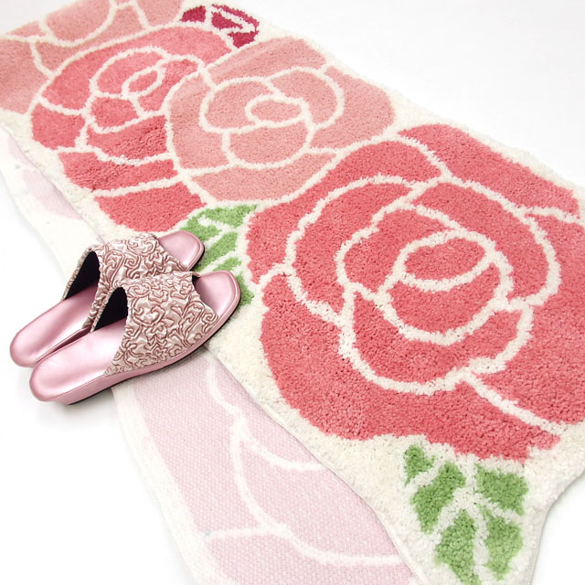 マット 薔薇柄 ローズ 薔薇型 室内用 キッチンマット フロアマット