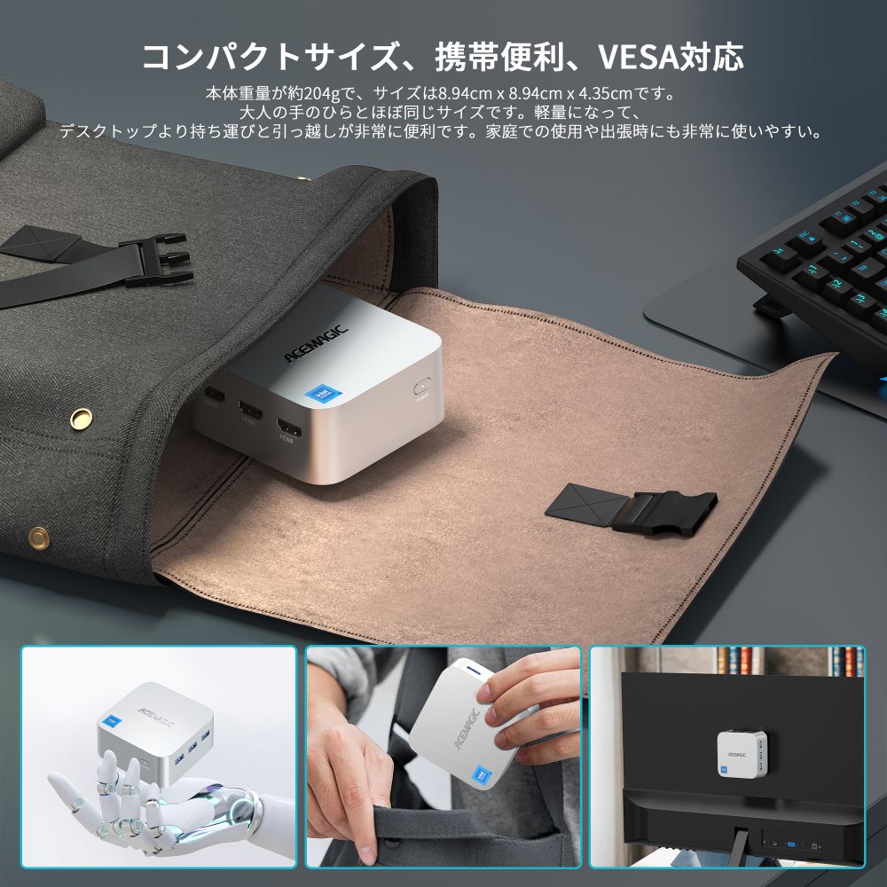 ACEMAGIC 手のひらサイズ ミニpc インテル n100 ミニパソコン 16GB