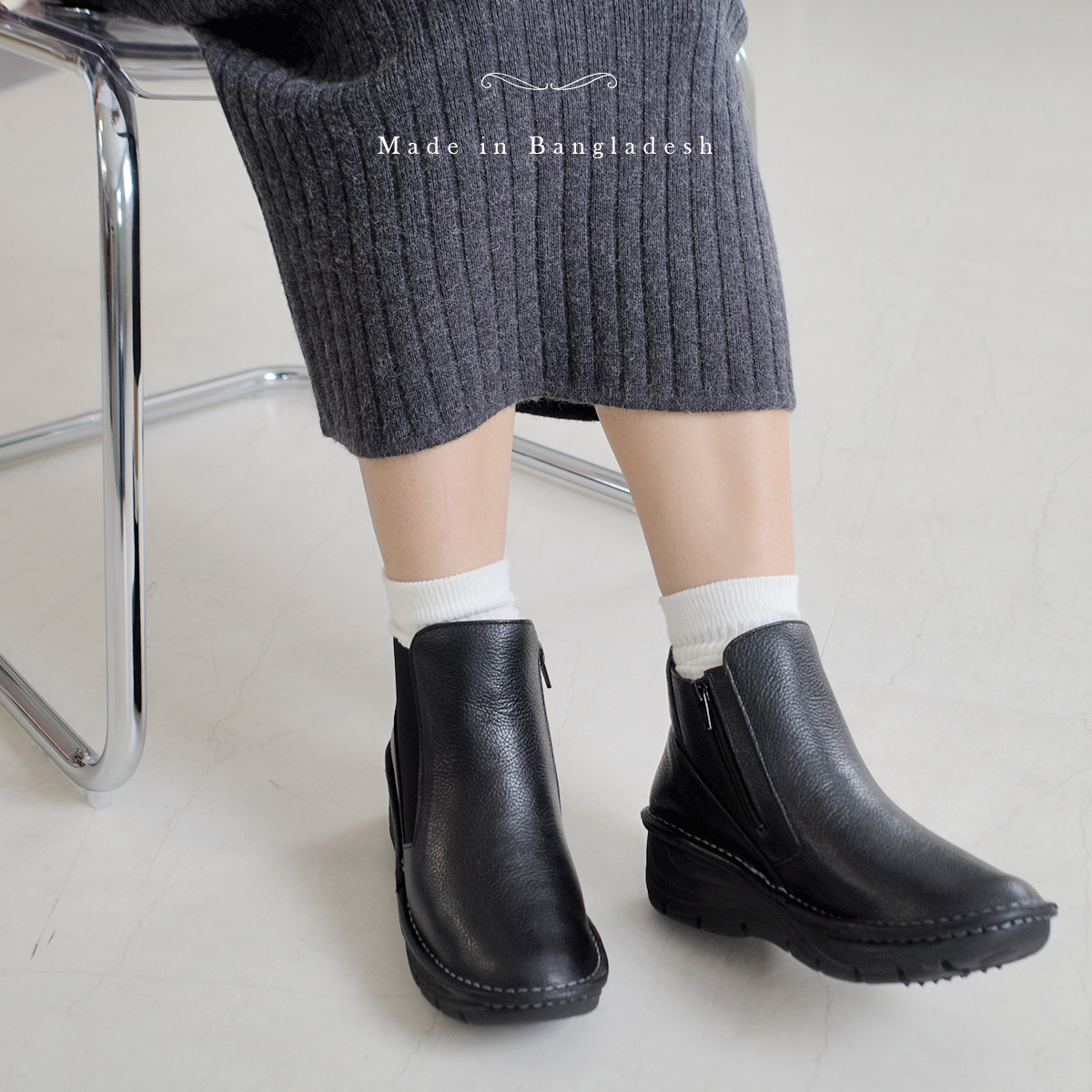 ショートブーツ 本革 レディース 厚底 ブーツ 歩きやすい 履きやすい