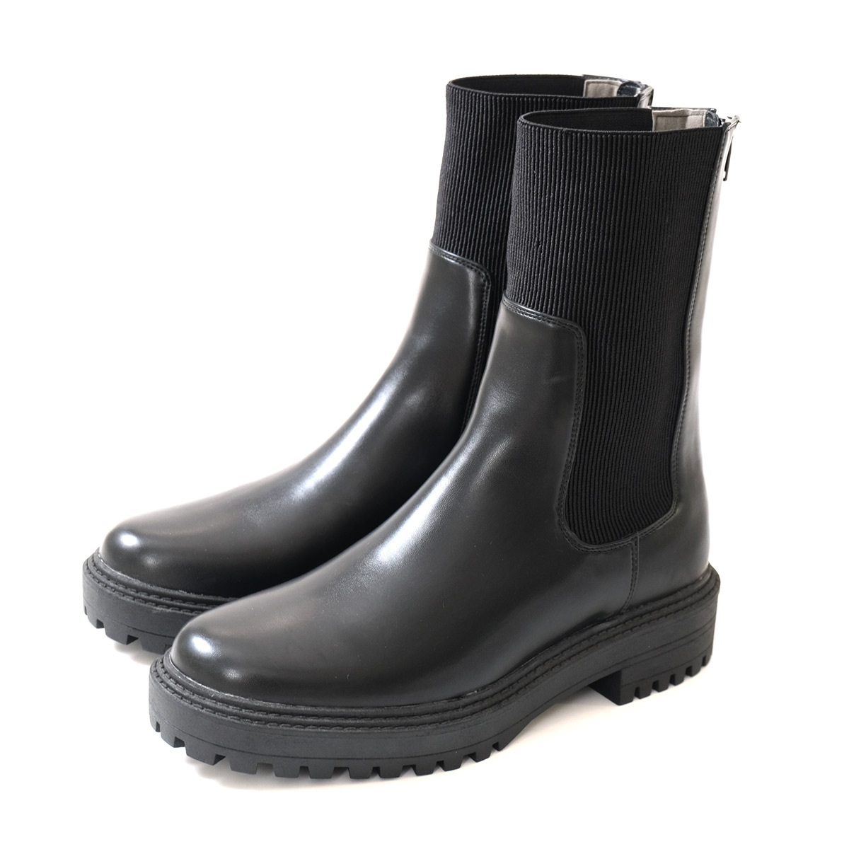 AmiAmi（アミアミ） ショートブーツ レディース リブニットブーツ