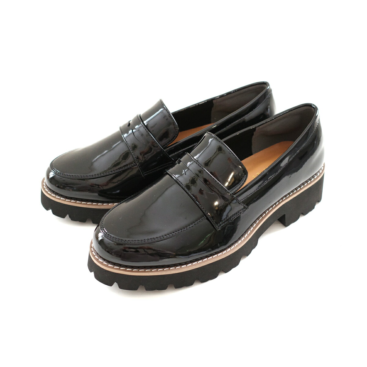 AmiAmi（アミアミ） ローファー 軽量 厚底トラックソール レディース