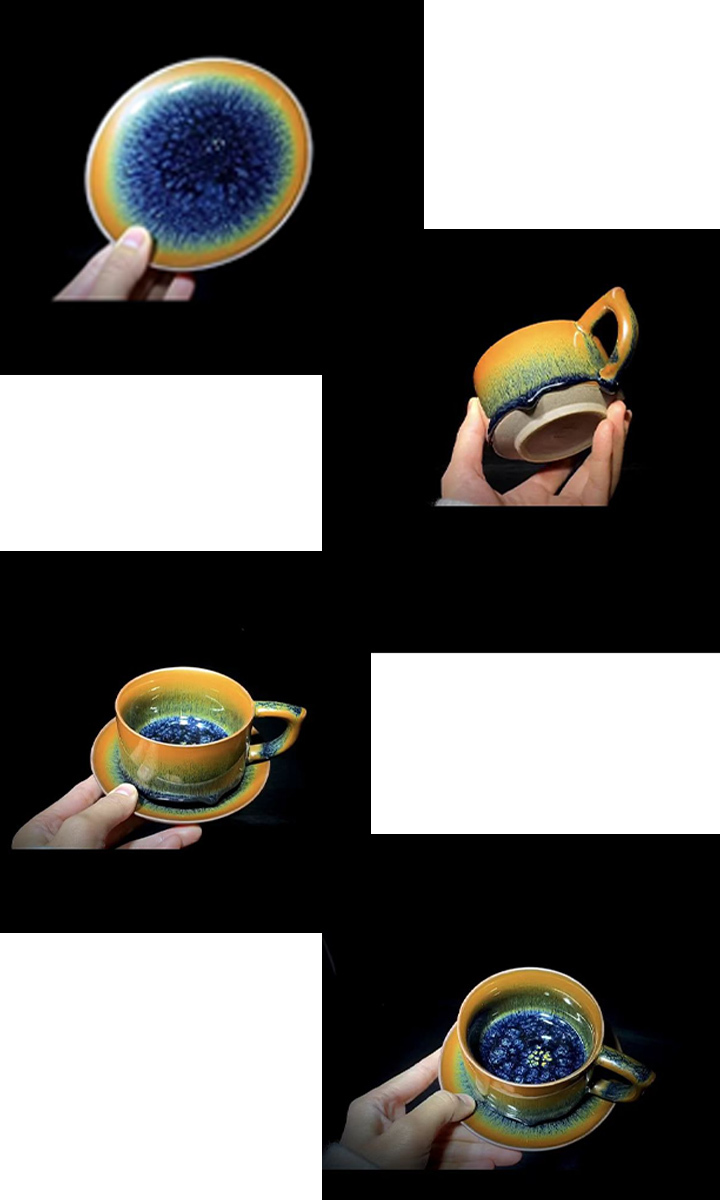 3019コーヒーカップセット 曜変天目 茶道具 建陽建盞 曜変茶器 工夫