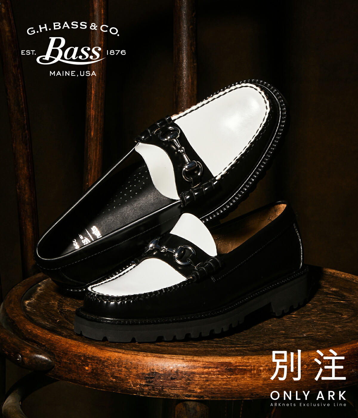 G.H.BASS（ジーエイチバス） ： 別注 WEEJUN 90S LINCOLN MOC - calf