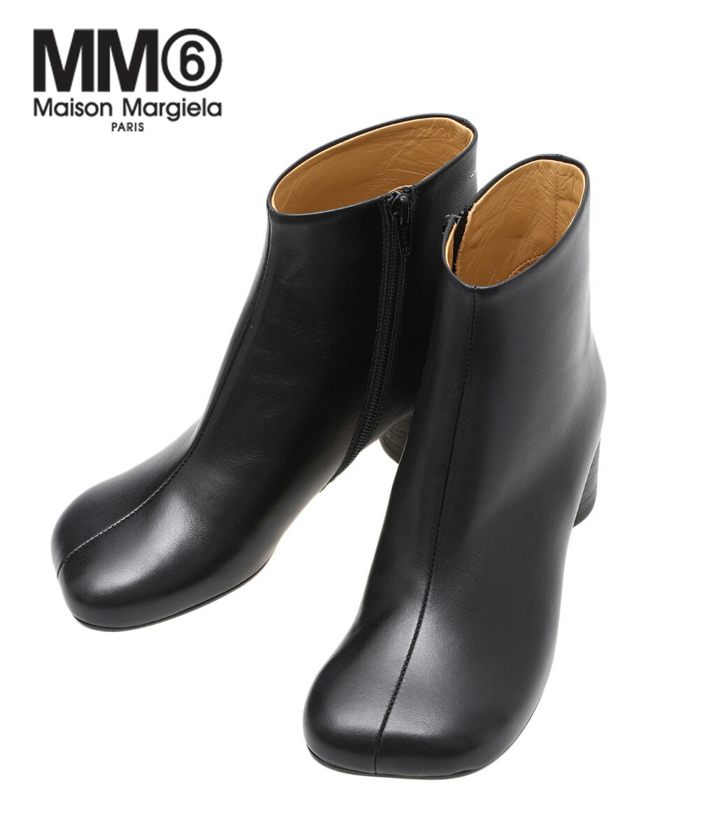 MM6 Maison Margiela ： レザー 6ロゴ ヒールブーツ S59WU0173-P3628