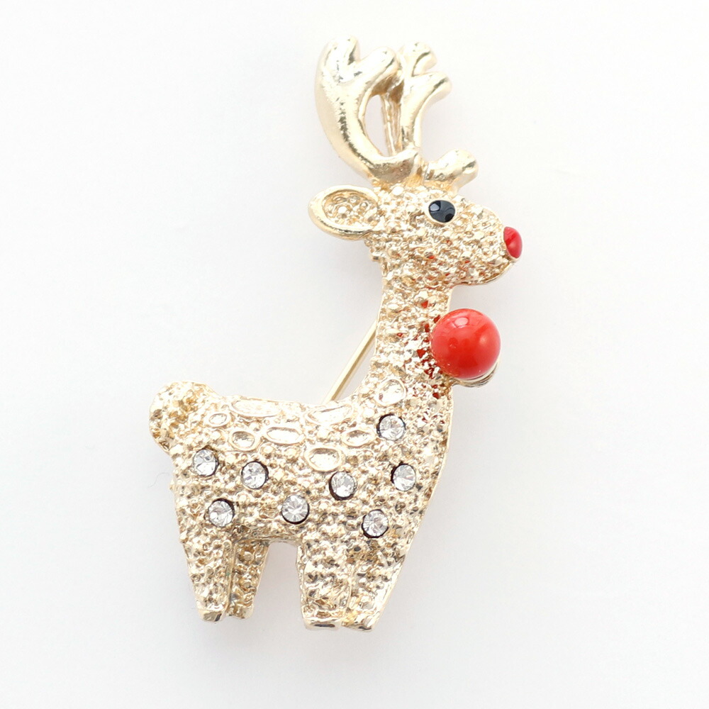 トナカイ・ブローチ】 ≪送料無料&1年保証付き≫地中海産赤珊瑚