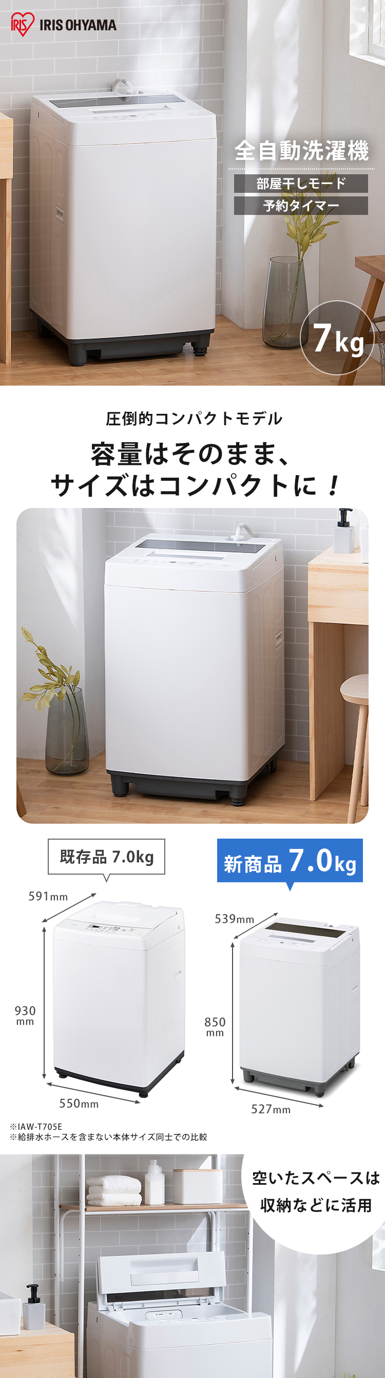 IRIS OHYAMA（アイリスオーヤマ） 洗濯機 一人暮らし 7キロ 全自動 縦