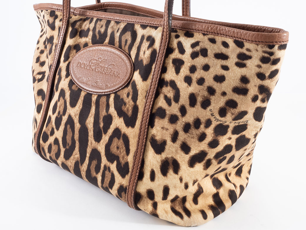 ドルチェ＆ガッバーナ レオパード トート バッグ キャンバスxレザー