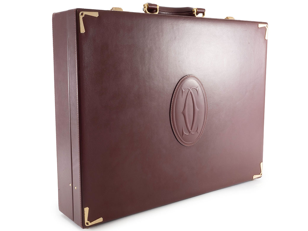 カルティエ マストライン アタッシュケース レザー ボルドー