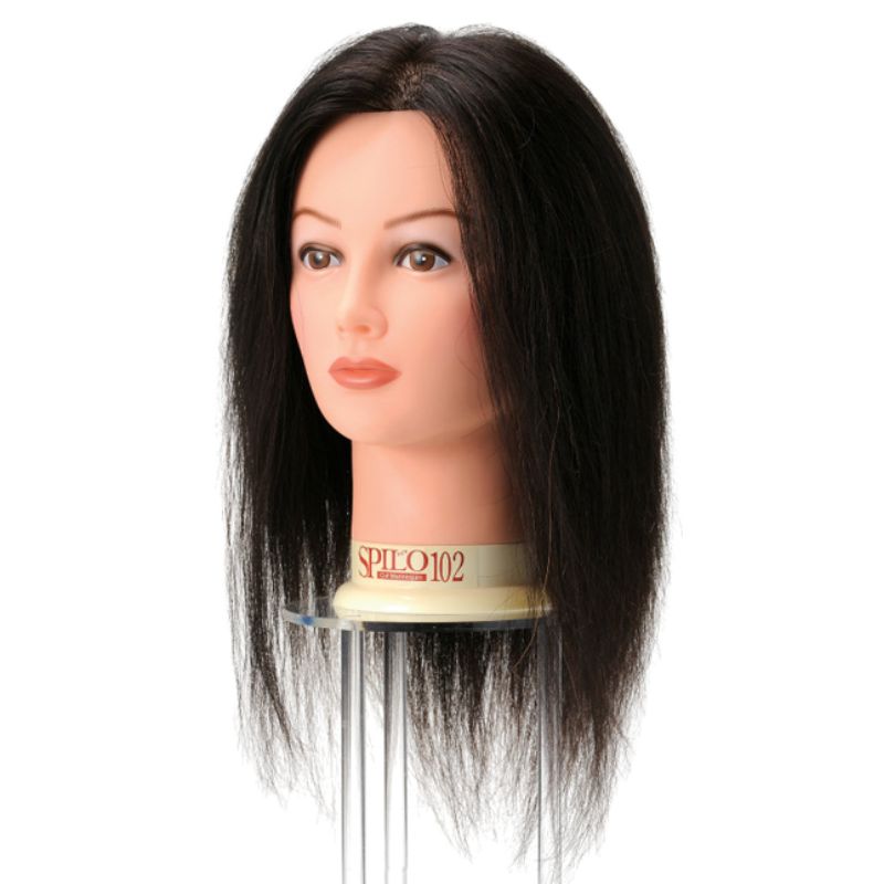 美容師 カットウィッグ スピロ102 レッスンマネキン 人毛100％ 黒髪