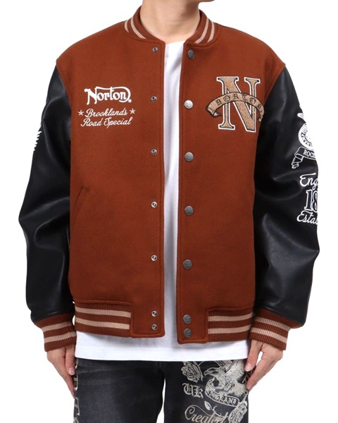 ノートン（NORTON） スタジャン 253N1705 サガラ刺繍＆刺繍 袖フェイク