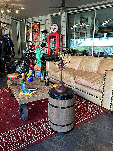 レトロテーブルランプ ヘキサゴン 単三電池式LEDライト □ アメリカン