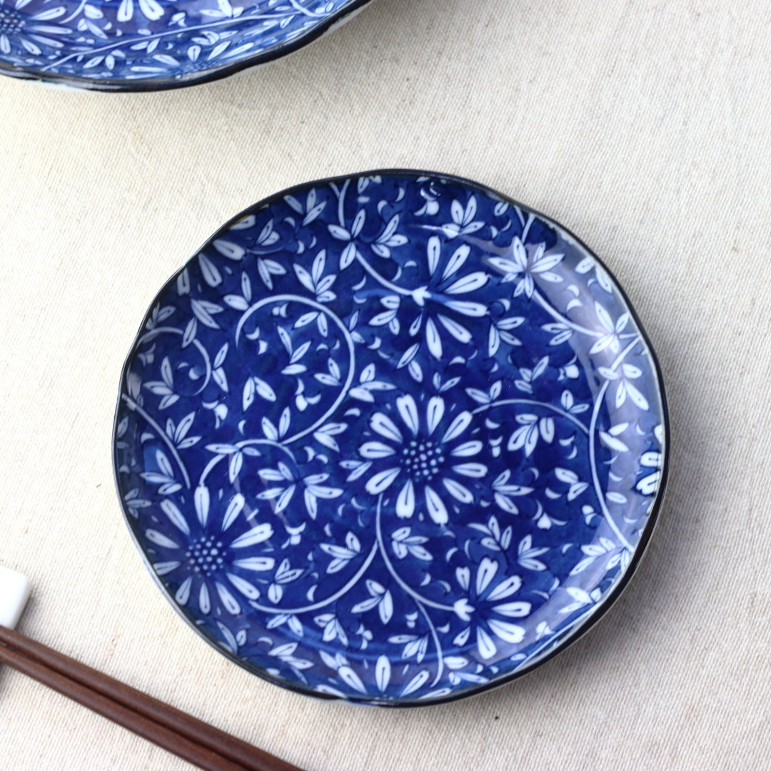 藍華 取り皿 16.5cm 日本製 美濃焼 5寸皿 青 ブルー 青い皿 藍染 食器