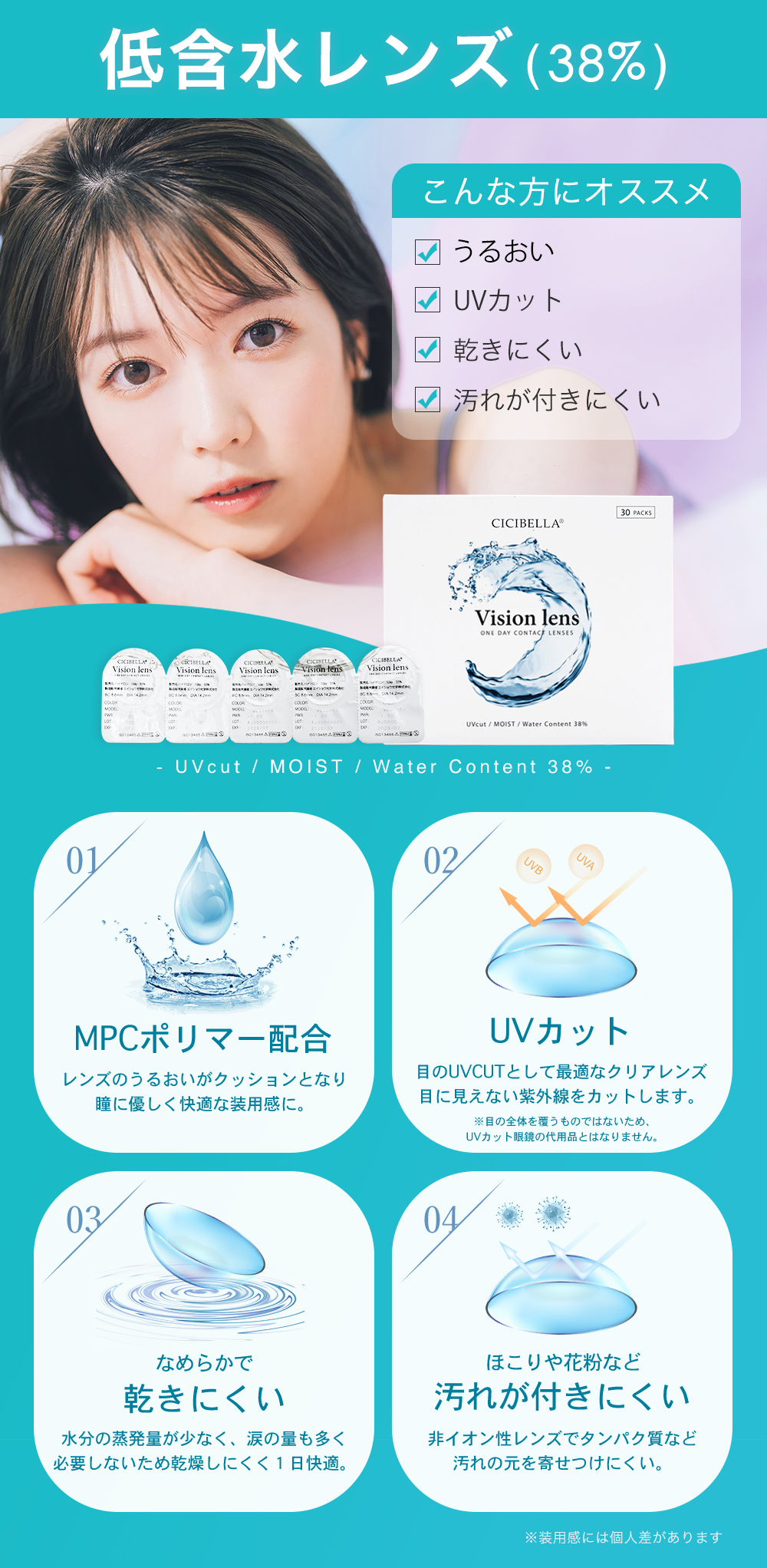 CICIBELLA コンタクトレンズ ワンデー コンタクト 高含水 低含水 1日