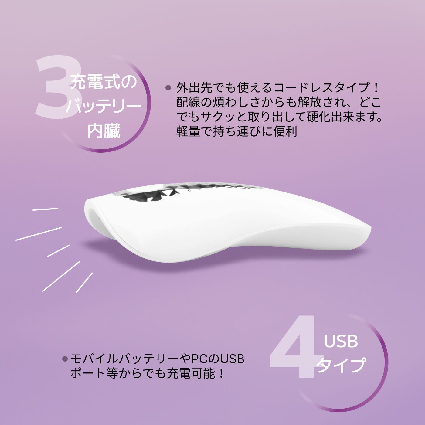 LEDライト ポータブルLEDライト 充電式ハンディライト ジェルネイル用