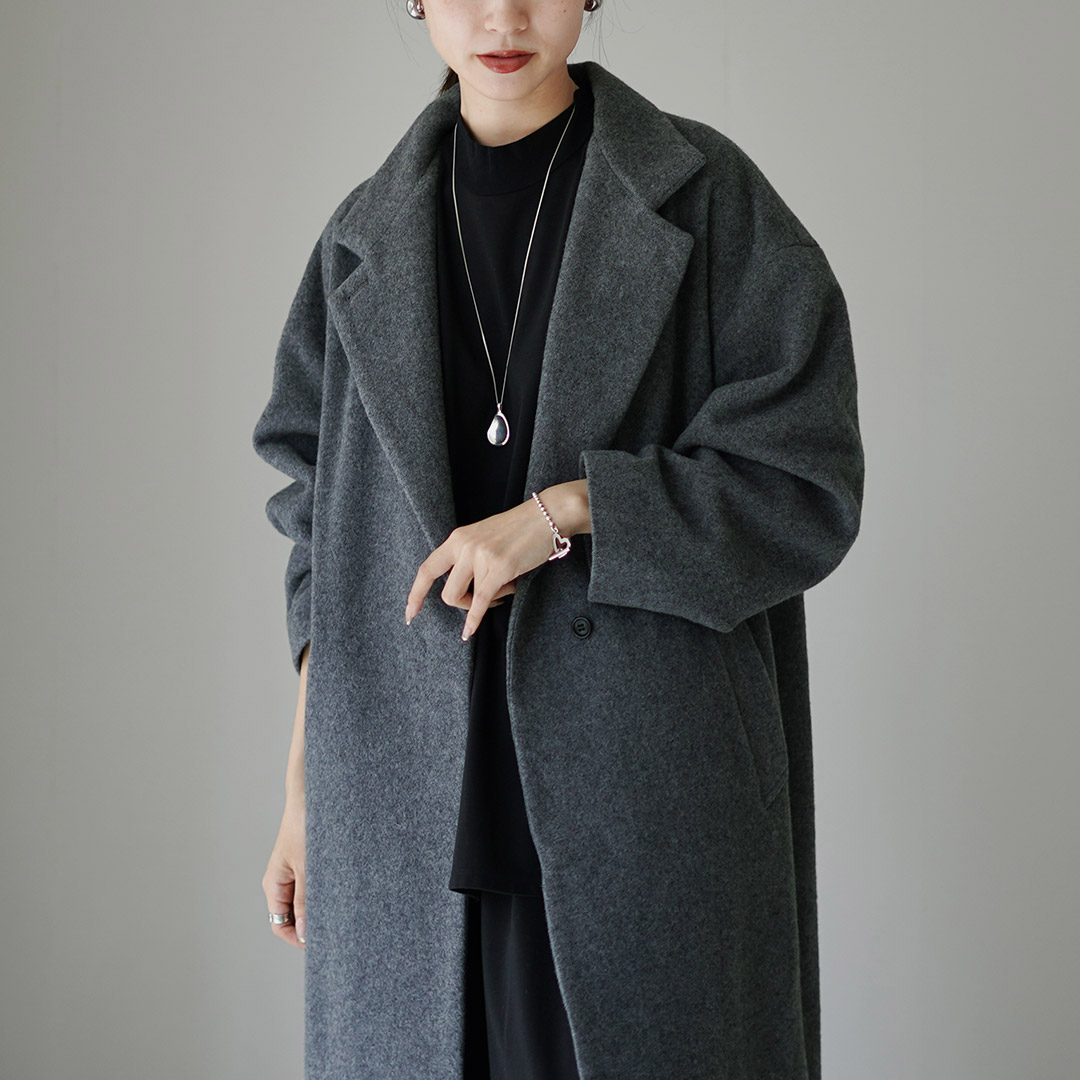 mizuiroind（ミズイロインド） ウールブレンド スタンドカラー コート