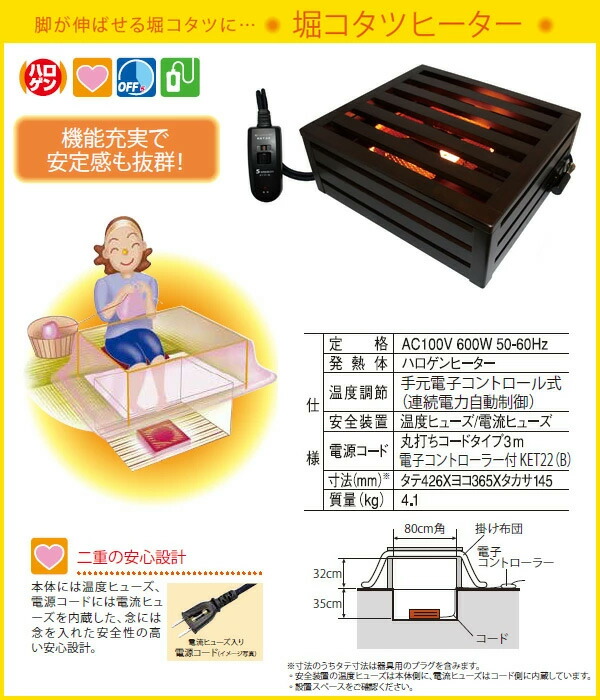 METRO こたつ コード 堀りごたつ ヒーター 木枠タイプ 電子リモコン付