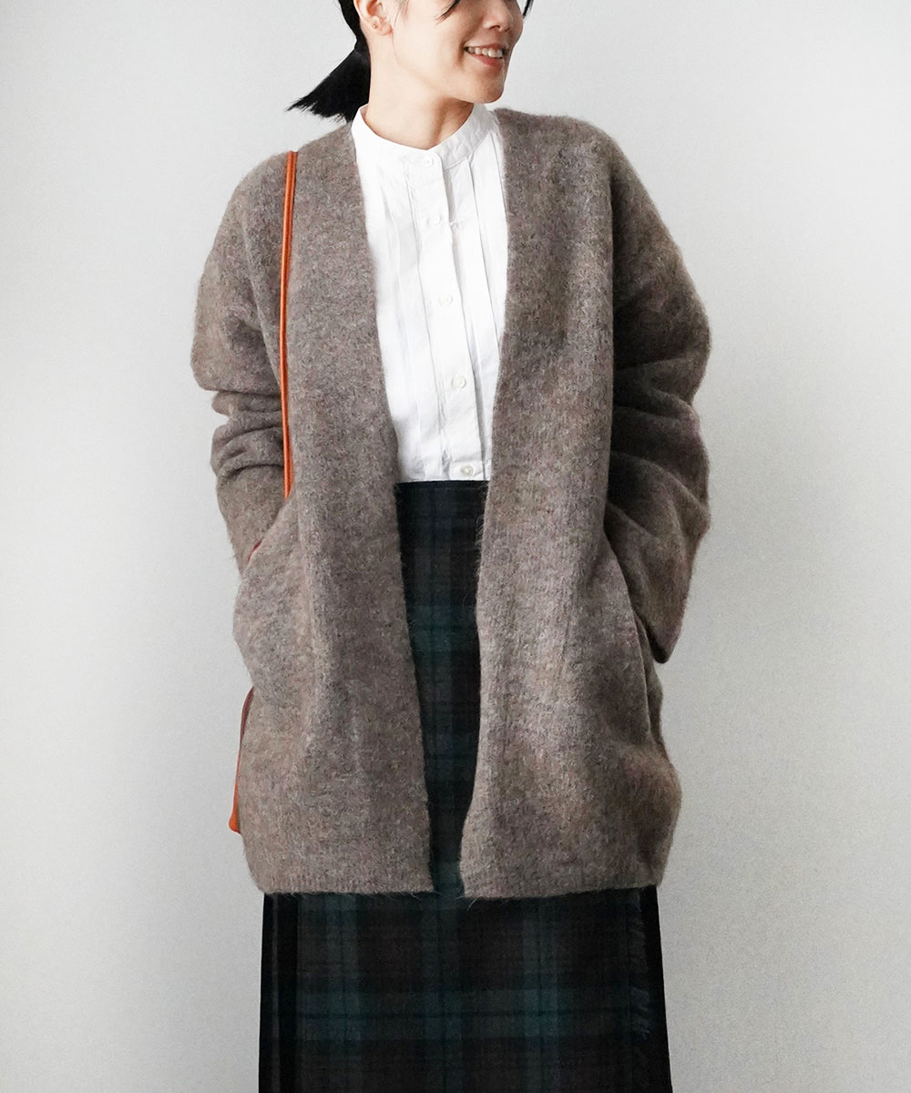 UNFIL（アンフィル） モヘアカーディガン stretch superkid mohair