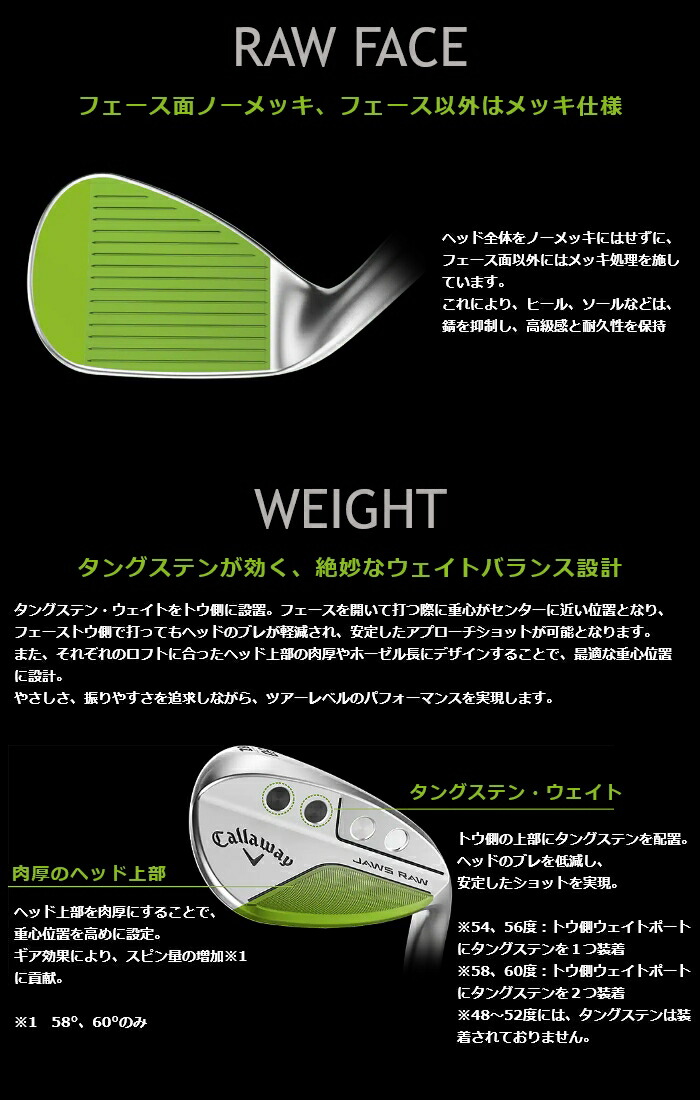 Callaway（キャロウェイ） JAWS RAW ウェッジ ブラック Dynamic Gold