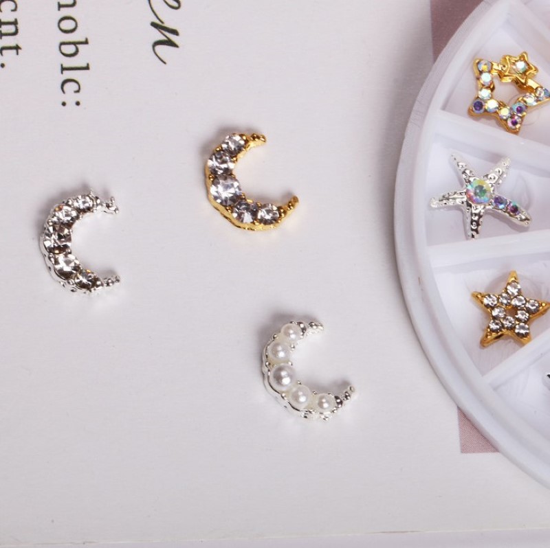 ネイルパーツ 月 星 12個セット ムーン スター 宝石 ビジューネイル