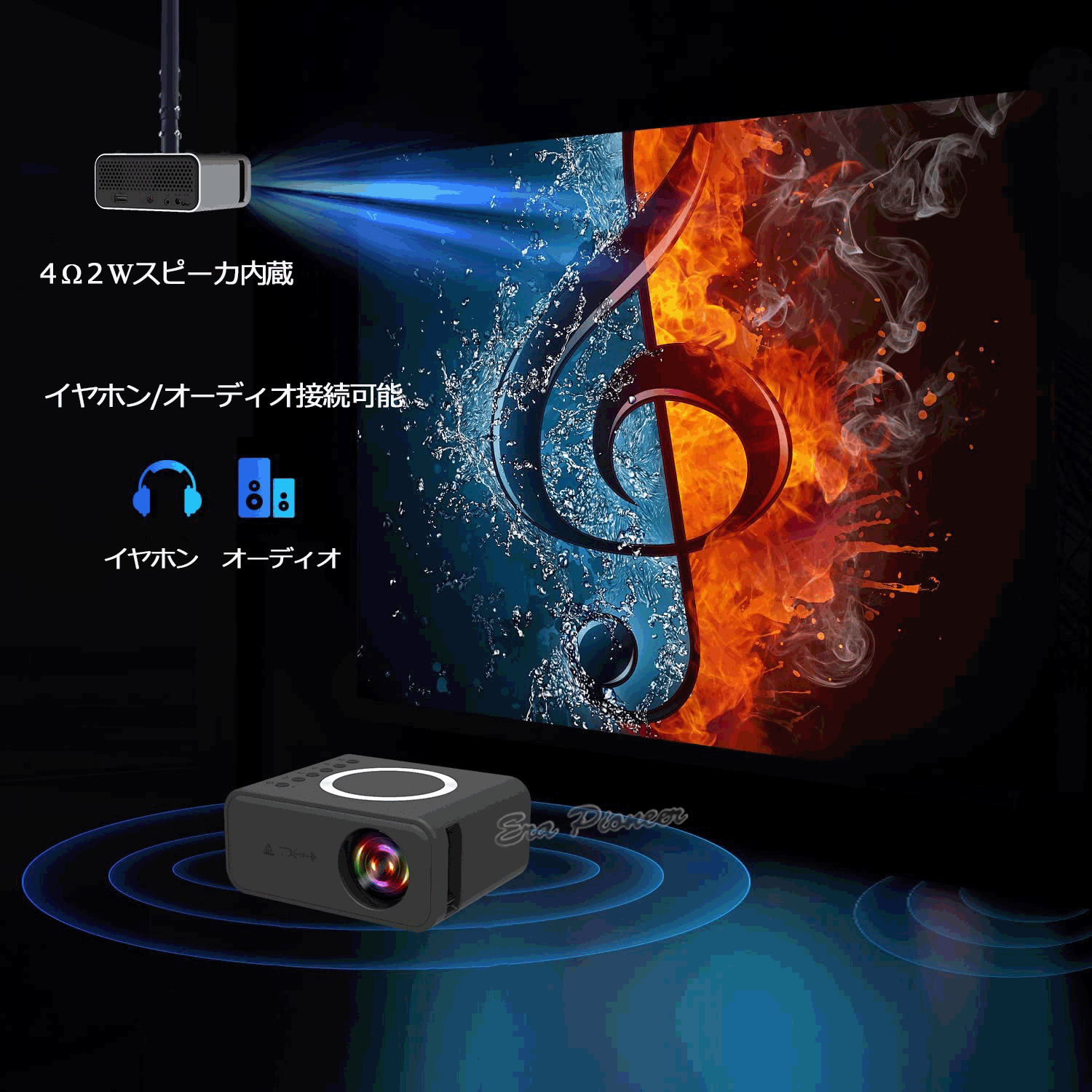 プロジェクター 小型 ワイヤレスミラーリング Led投影機 家庭用