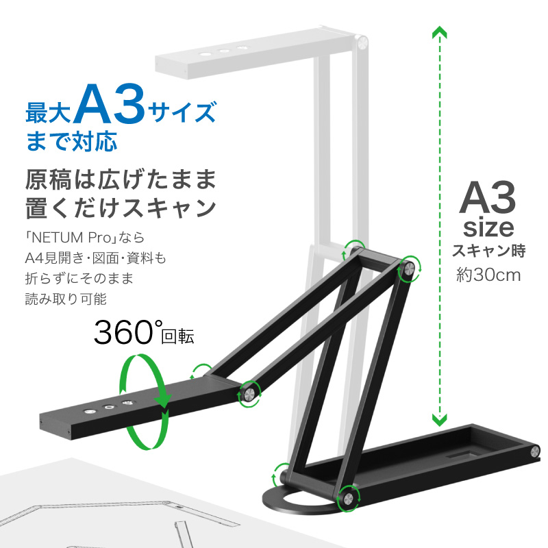 NETUM Pro スキャナー おりたたみ スタンドスキャナー A3 A4 B4対応 4K