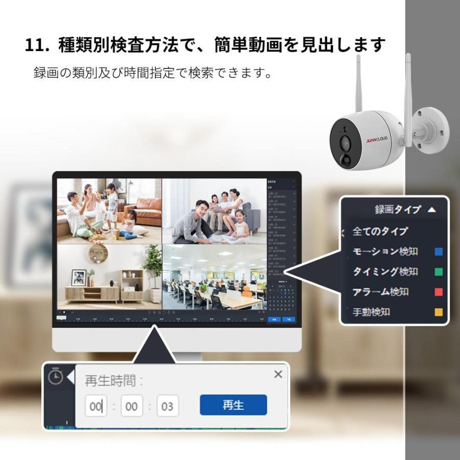 防犯カメラ 工事不要 簡単設定 スマホ Juancloud Wi-Fiネットワーク