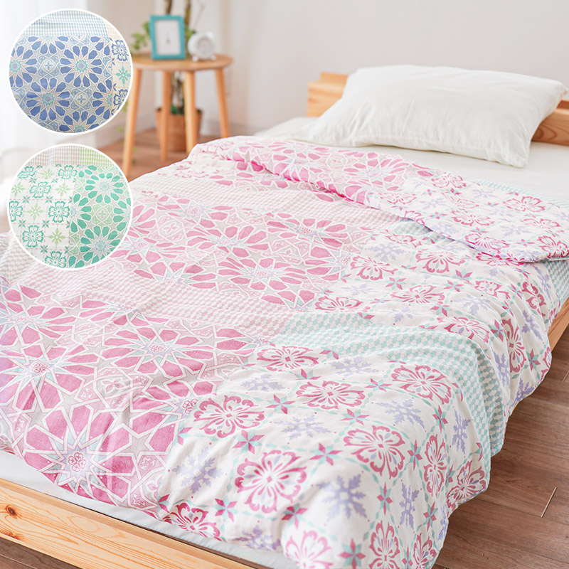 肌掛け布団カバー 2枚セット シングル 140×190cm 綿100％ 2重ガーゼ 肌