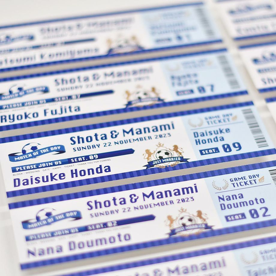 半券付きチケット風エスコートカード「サッカー」 : ファルベ結婚式