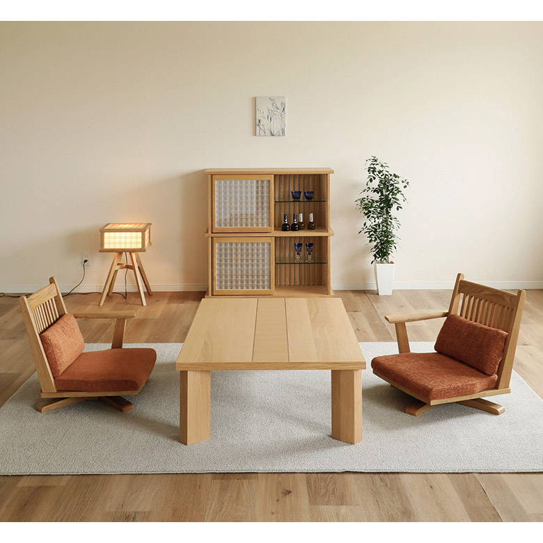 未来商会 回転 座椅子 肘掛け付き 1脚 木製 天然木 和風 和モダン