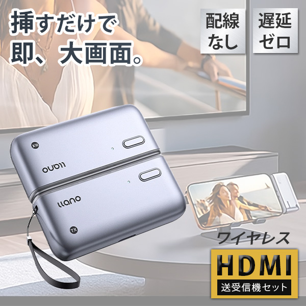 設置不要 即ミラーリング ワイヤレスHDMI 送受信機 セット Ilano LLANO