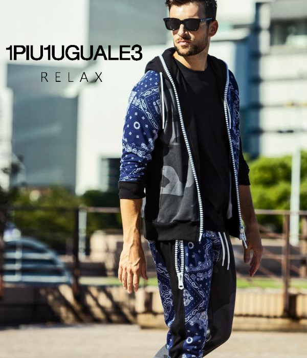 1PIU1UGUALE3 RELAX セットアップ メンズ スウェット カモ×ペイズリー
