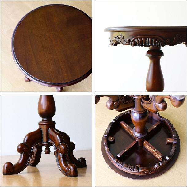 サイドテーブル 丸 木製 おしゃれ アンティーク 天然木 無垢材