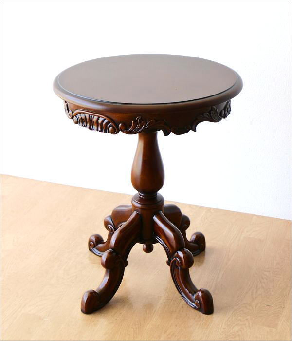 サイドテーブル 丸 木製 おしゃれ アンティーク 天然木 無垢材