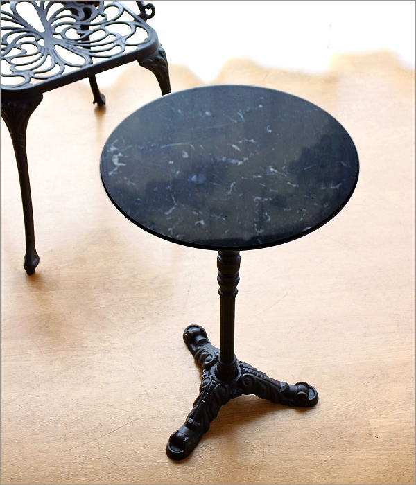 カフェテーブル 大理石 丸 1本脚 高さ60cm コンパクト コーヒー