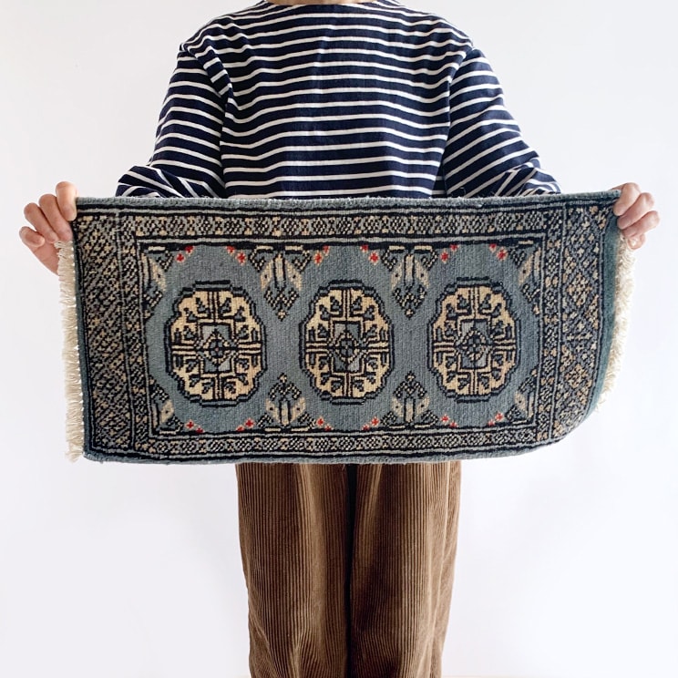 ヴィンテージ トライバル ラグ 57cm×30cm ブルー : giftgiftgift