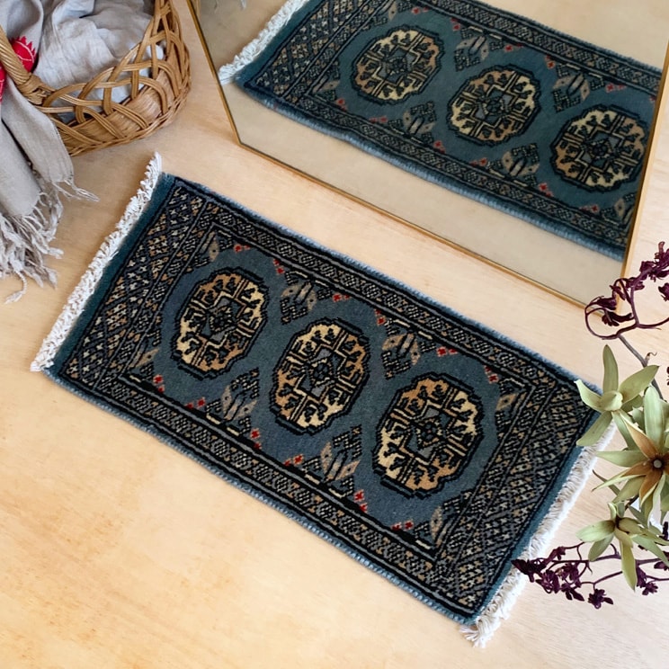 ヴィンテージ トライバル ラグ 57cm×30cm ブルー : giftgiftgift