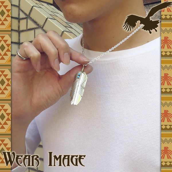 Indian Jewelry ペンダントヘッド ナバホ族 ターコイズ フェザー 羽根