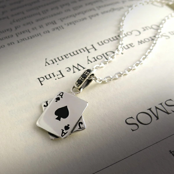 ネックレス メンズ ブランド シルバー トランプ スペード ブラック