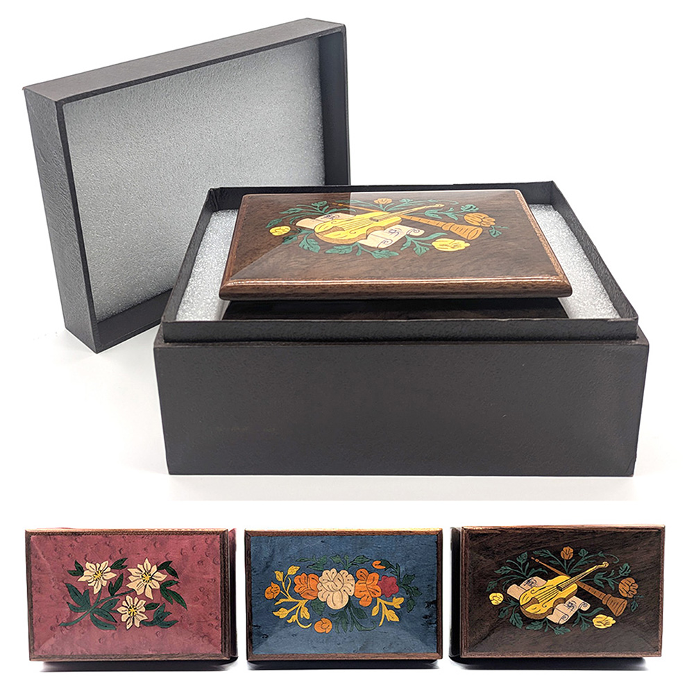 オルゴール ジュエリー ケース 象嵌 ピンク アンティーク調 宝石箱