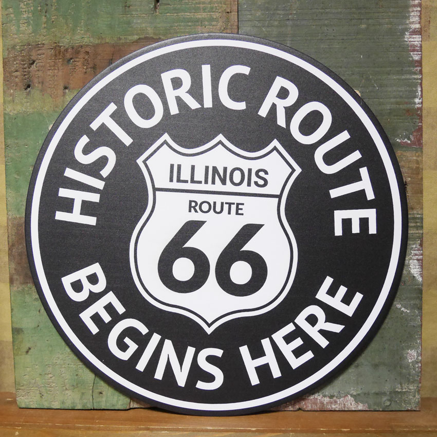 ルート66 サインボード HISTORIC ROUTE66 インテリア ダイカット 丸型