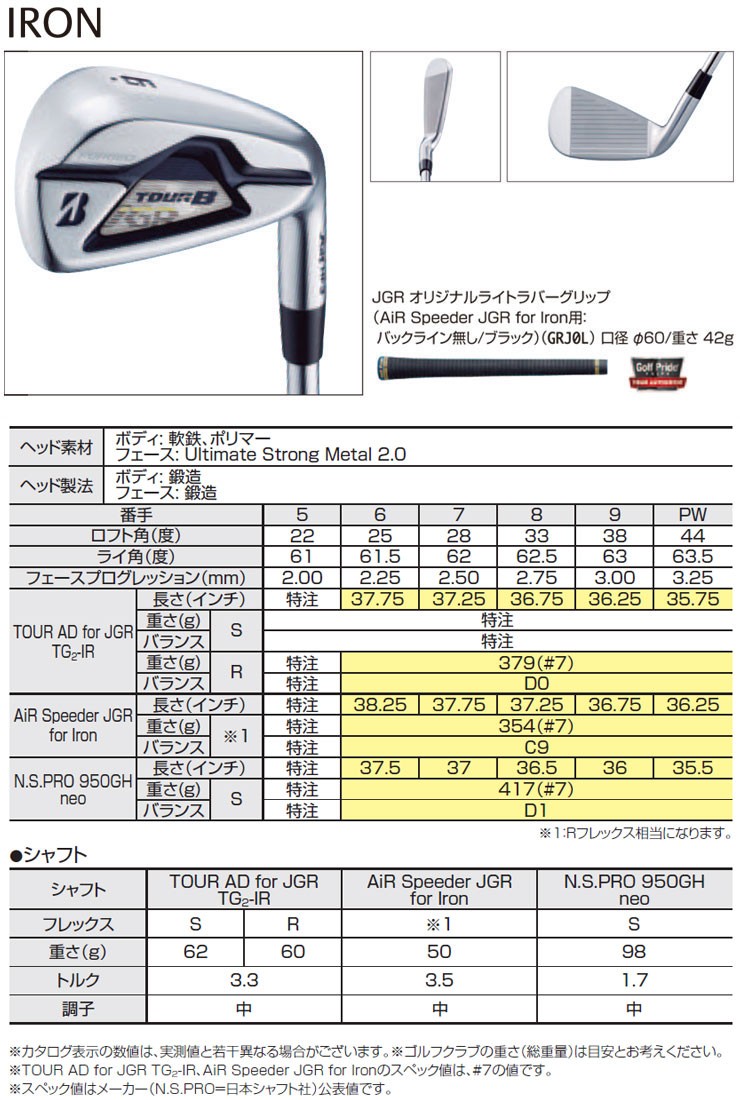 TOUR B ブリヂストンゴルフ JGR HF3 アイアン 5本セット＃6-PW AiR