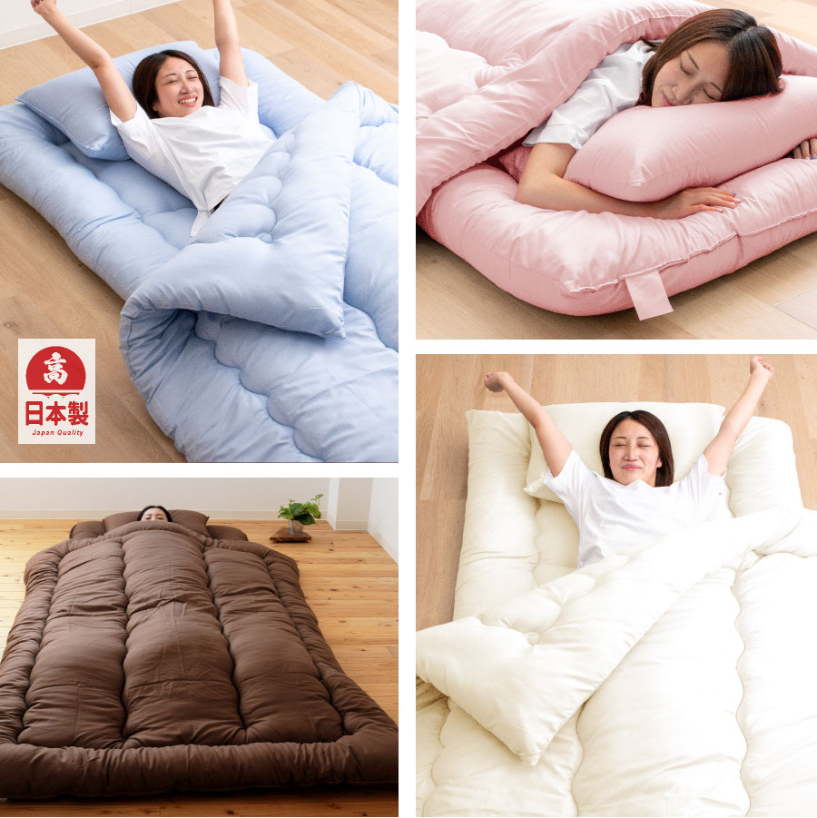 日本製 布団6点セット シングル ロング 防ダニ抗菌 (固綿入) 国産 布団