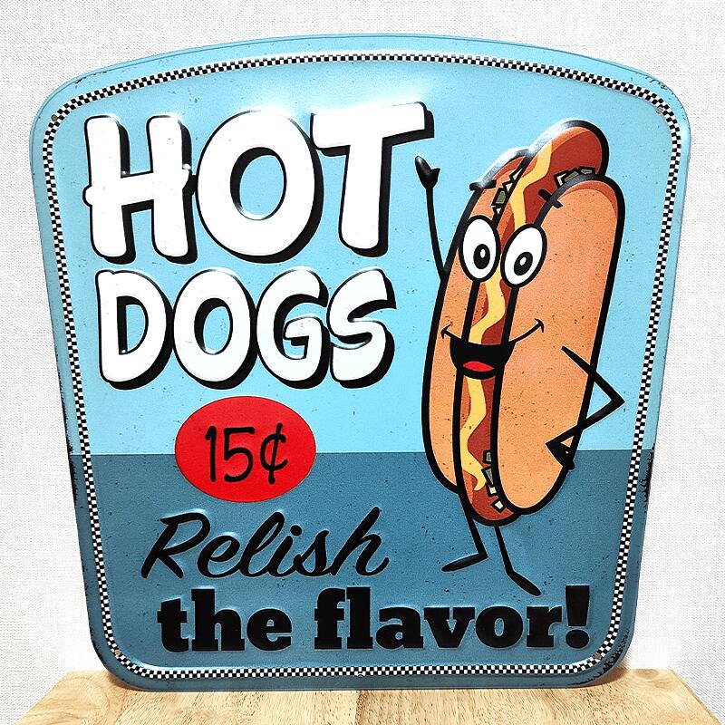 アメリカン レトロ ブリキ看板 ホットドック アンティーク かわいい